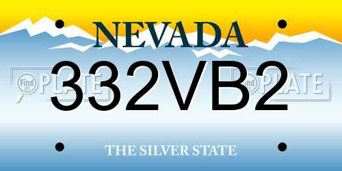 332VB2 Nevada License Plate