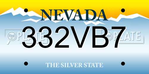 332VB7 Nevada License Plate