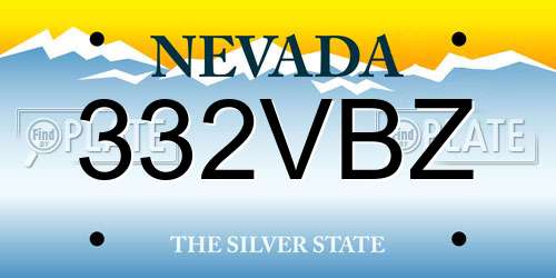 332VBZ Nevada License Plate