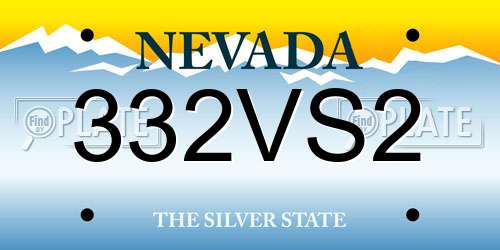 332VS2 Nevada License Plate
