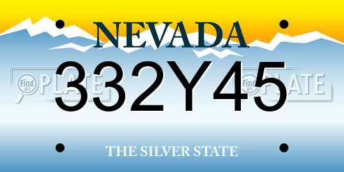 332Y45 Nevada License Plate