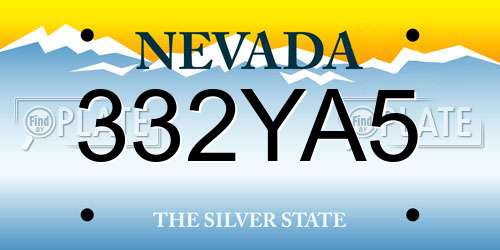 332YA5 Nevada License Plate