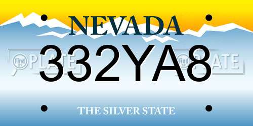 332YA8 Nevada License Plate