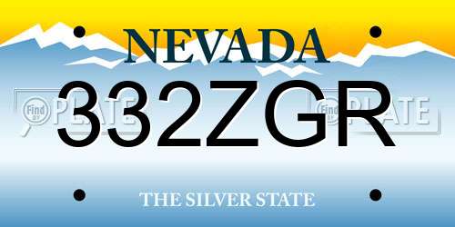 332ZGR Nevada License Plate