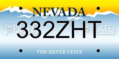 332ZHT Nevada License Plate