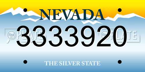 3333920 Nevada License Plate