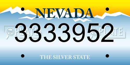 3333952 Nevada License Plate