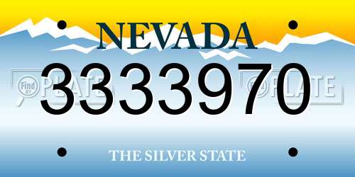 3333970 Nevada License Plate