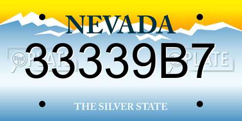 33339B7 Nevada License Plate