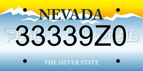 33339Z0 Nevada License Plate
