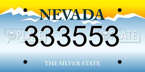 333553 Nevada License Plate