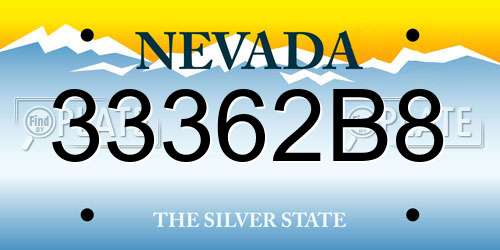 33362B8 Nevada License Plate