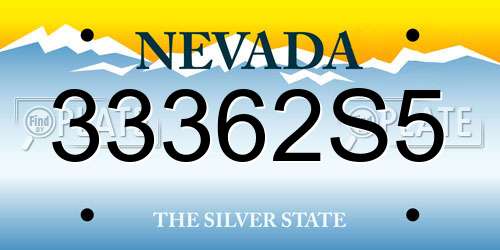 33362S5 Nevada License Plate