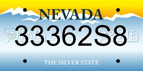 33362S8 Nevada License Plate