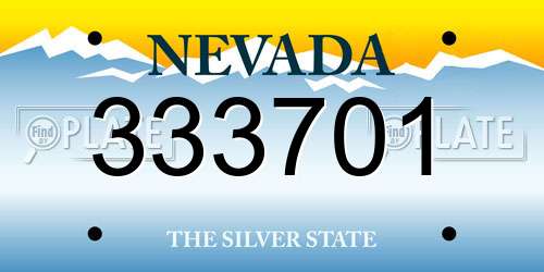 333701 Nevada License Plate