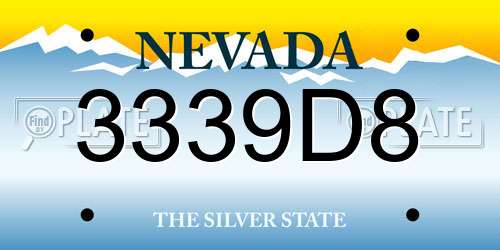 3339D8 Nevada License Plate