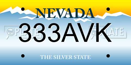 333AVK Nevada License Plate