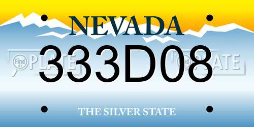 333D08 Nevada License Plate
