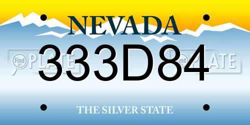 333D84 Nevada License Plate