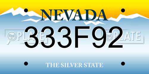 333F92 Nevada License Plate