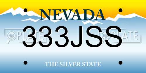 333JSS Nevada License Plate