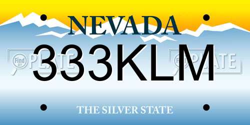 333KLM Nevada License Plate
