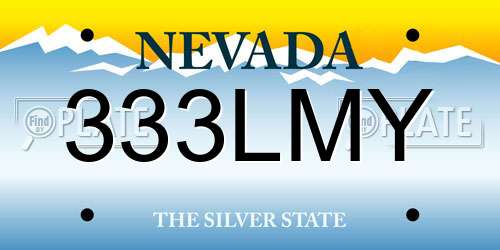 333LMY Nevada License Plate