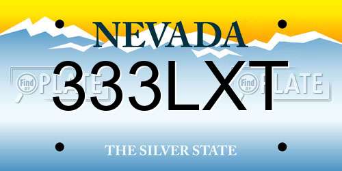 333LXT Nevada License Plate