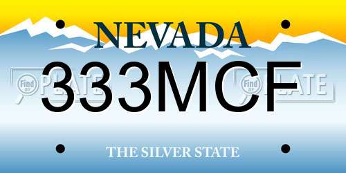 333MCF Nevada License Plate