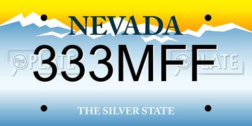 333MFF Nevada License Plate