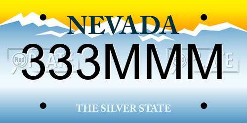 333MMM Nevada License Plate