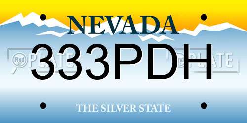 333PDH Nevada License Plate