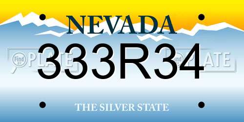 333R34 Nevada License Plate