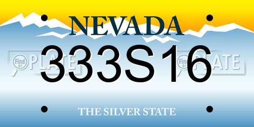 333S16 Nevada License Plate