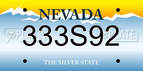 333S92 Nevada License Plate