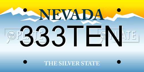 333TEN Nevada License Plate