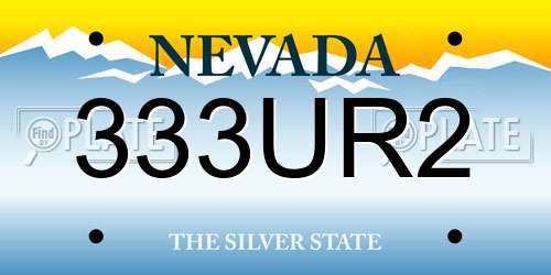 333UR2 Nevada License Plate