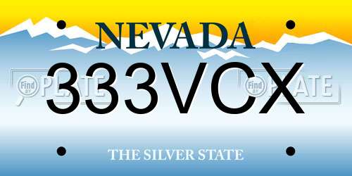 333VCX Nevada License Plate