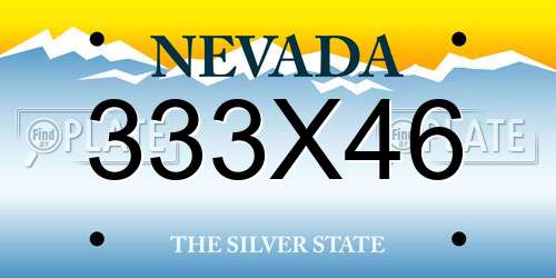 333X46 Nevada License Plate
