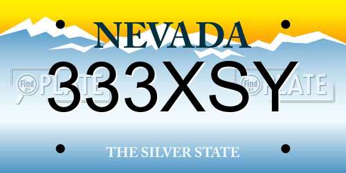 333XSY Nevada License Plate