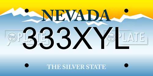 333XYL Nevada License Plate