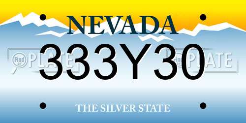 333Y30 Nevada License Plate