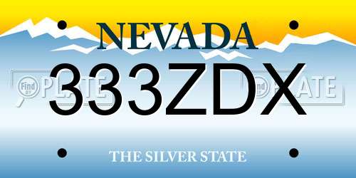 333ZDX Nevada License Plate