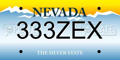 333ZEX Nevada License Plate