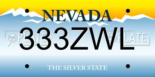 333ZWL Nevada License Plate