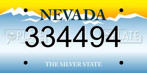 334494 Nevada License Plate