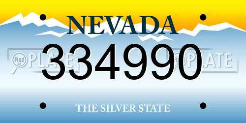 334990 Nevada License Plate