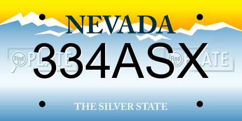 334ASX Nevada License Plate