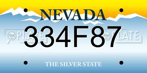 334F87 Nevada License Plate