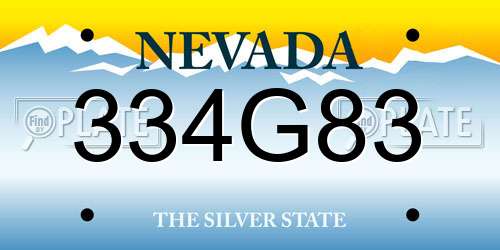 334G83 Nevada License Plate
